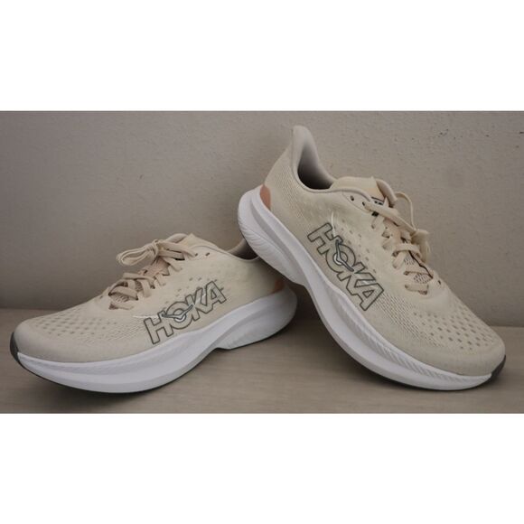 Hoka One One Women's Sz 10B Eggnog Vanilla/Yellowish White Mach 6 Sneakers Shoes - Picture 15 of 15